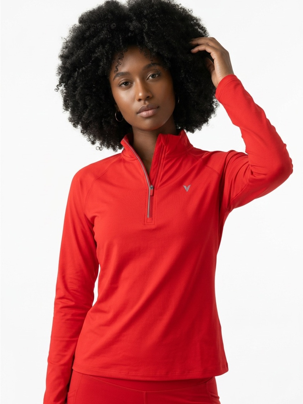 Old Navy Florescent Orange Quarter-Zip Long Sleeve Performance Top